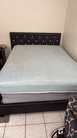 Black Faux Leather Bed Frame with Mattress   FREE!