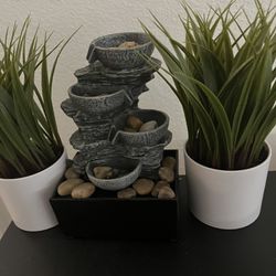Mini Water Fountain And Plants