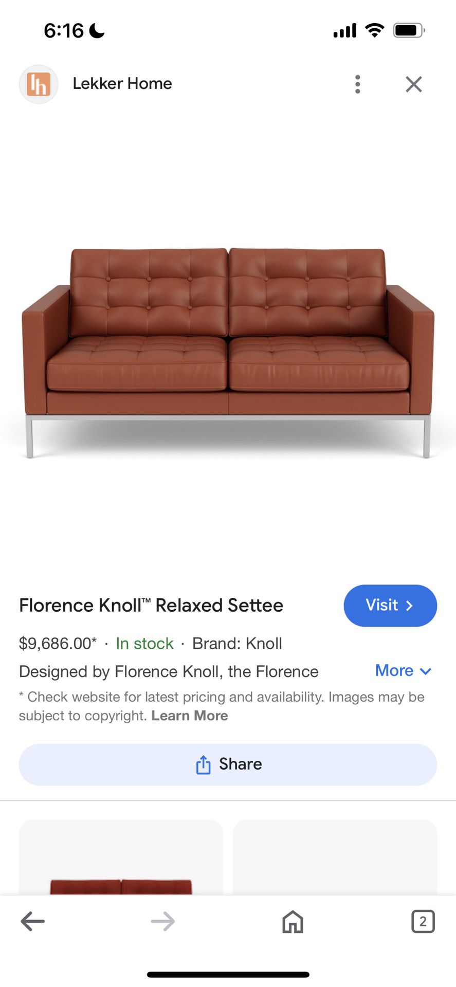 Knoll Replica Mid Century Couch