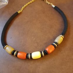 Vintage Sarah Coventry 1970's Black Beaded Rope Necklace
