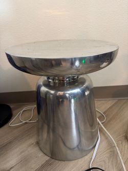World Market Modern Silver Accent Table & Matching Decorative Vase