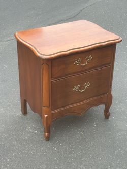 Antique - French Provincial Wood Nightstand with Two Drawers