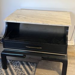 Antique Italian Black Wood Marble-top Table