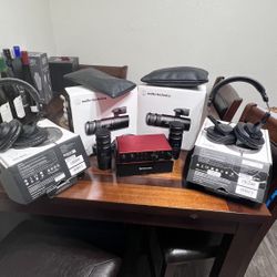Podcast/Gaming set up voice mic complete $520 obo 2 mics, 2 headphones ,1 interface