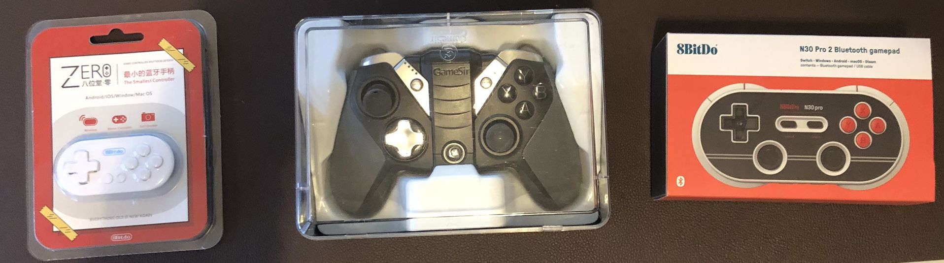 Bluetooth videogame controllers - 8Bitdo N30 Pro 2; Zero; GameSir G4s