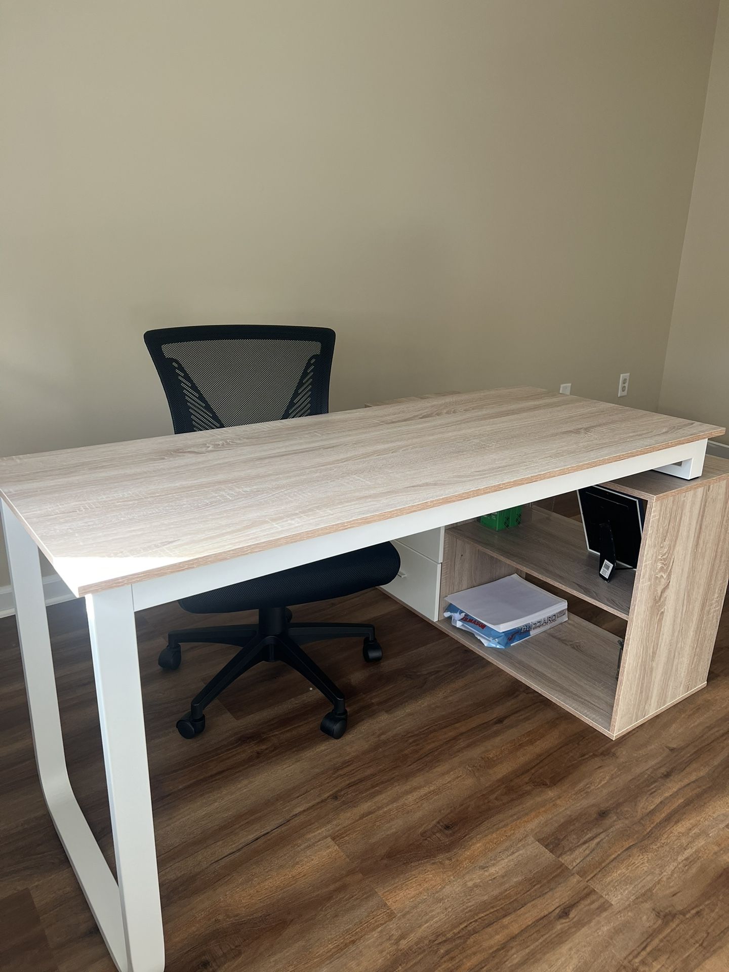 New Desk 5 Feet by 3 Feet And Rolling Office Chair 