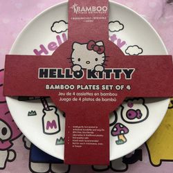 Hello Kitty Bamboo Plates Set Of 4