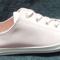 Converse All Stars  Low Top  Pink Leather. and Gold-Like New!