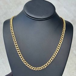Jewelry 10k hollow Yellow Gold Cuban link 25.50” Chain necklace 29.30 grams 7.00mm