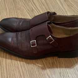 Steven Land Men’s 12 Brown Dress Shoes Leather Oxford Monk Strap