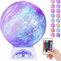 Brandnew Moon Lamp,16 Colors LED 6 inch Moon Light 3D Printing Kids Night Light with Crystal clear Luminous Stand, Remote& Touch Control, USB Recharge