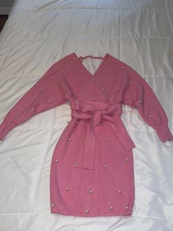 Pink Pearl Sweater Dress-S