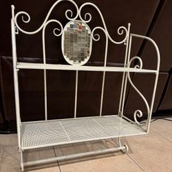 Bathroom Storage Rack Metal 2-Tier with Towel Holder