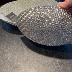 Artistic Bowls Handmade Glass And Hand Decorated With Genuine Silver. Beautiful Set Of Two Bowls 