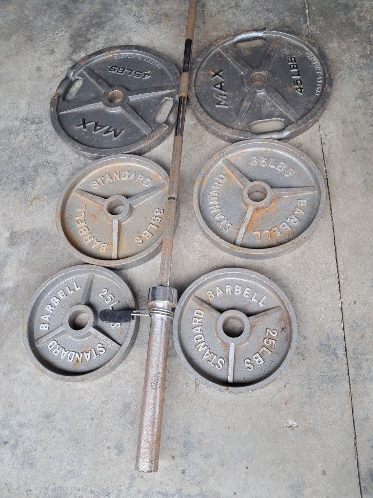 Olympic Size Weights And Barbell $200