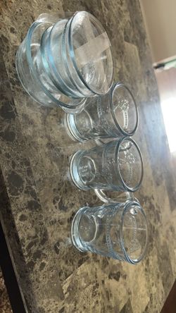 Vintage fire king Sapphire mug with bowls set