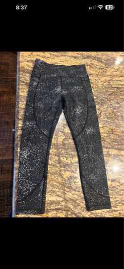 Black Reflective Speckled High-Waist Leggings with Pockets