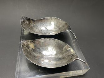 Two Vintage Sterling Silver Customized Leaf Shape Dish/Tray(Test Silver,171.7g)