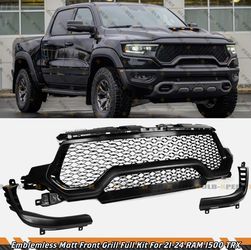For 21-24 RAM 1500 TRX Emblemless Matte Black Front Upper Grille Replacement Kit