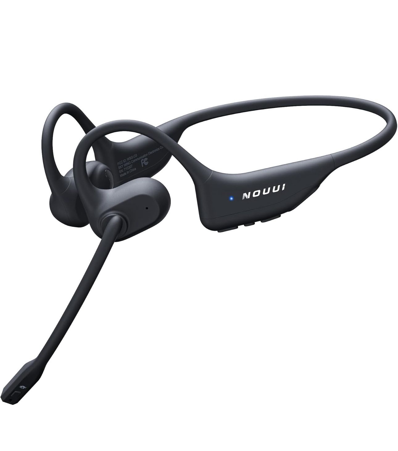 Open Ear Headphones with Mic, Dual Connection Bluetooth Headset with Microphone (AI Noise Cancelling), Bluetooth 5.3 Headphones with Mic, Sweatproof W