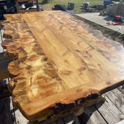 Custom Live Edge Dining Room Table And Chairs