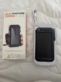 Solar Power Bank w/ Compass & Flashlight – Outdoor Phone Charger (New)
