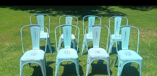 Bristel Blue Metal Dining Chairs 8