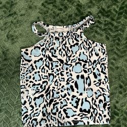 Cut Out Blue Cheetah Print Skirt 