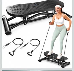 Balance Board for Adults, Rocking Stepper with Resistance Bands, 300LBS Portable Wobble Board, Quiet Side to Side Ski Simulator Trainer Exercise Machi