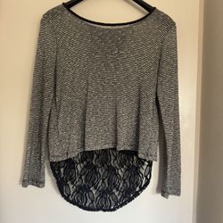BCX Black and White Textured Knit Top