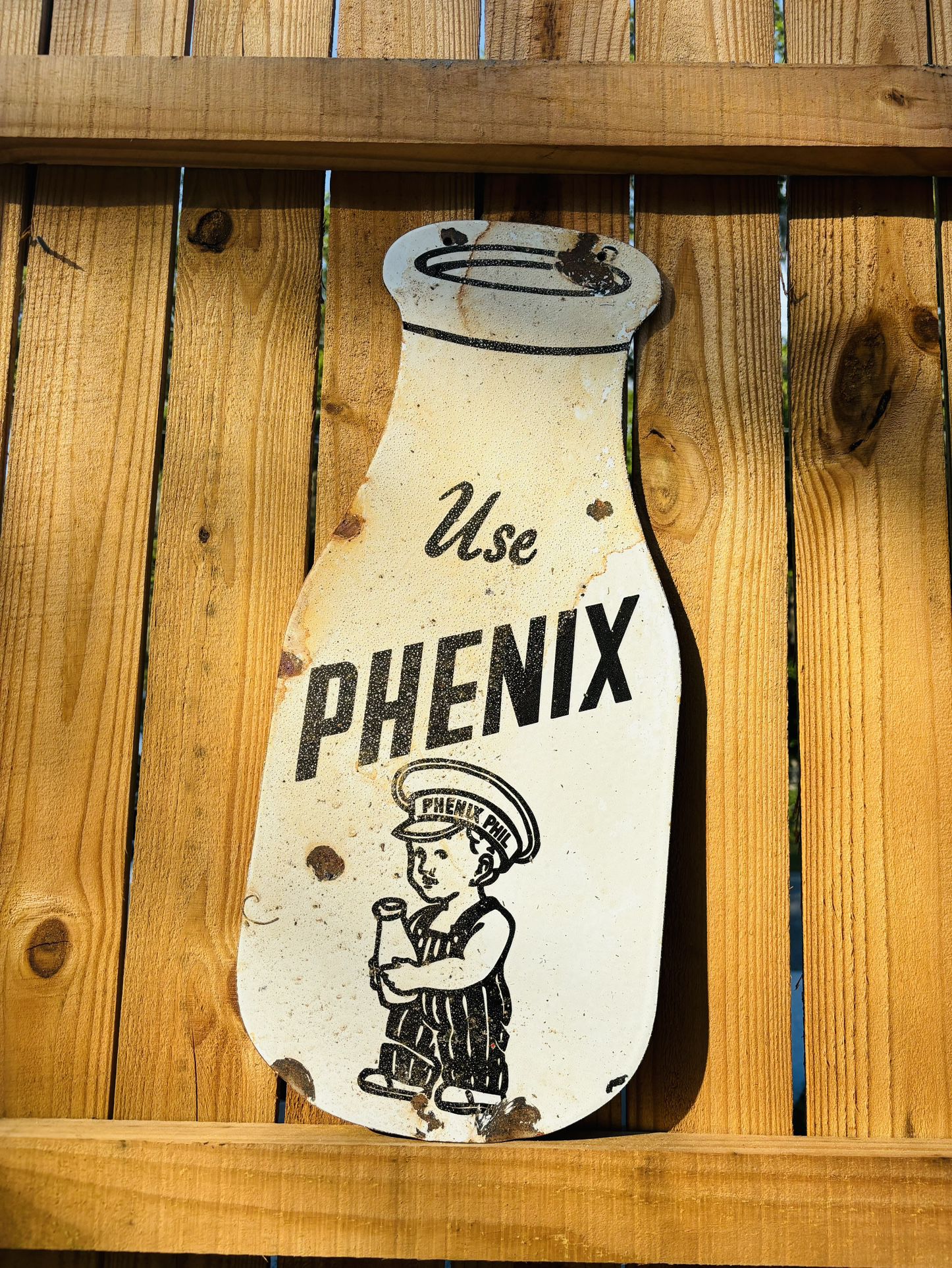 Porcelain Phenix Milk Advertising Sign 