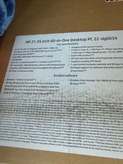 Hp 21.45 hp all in one desktop pc 22-dg0034