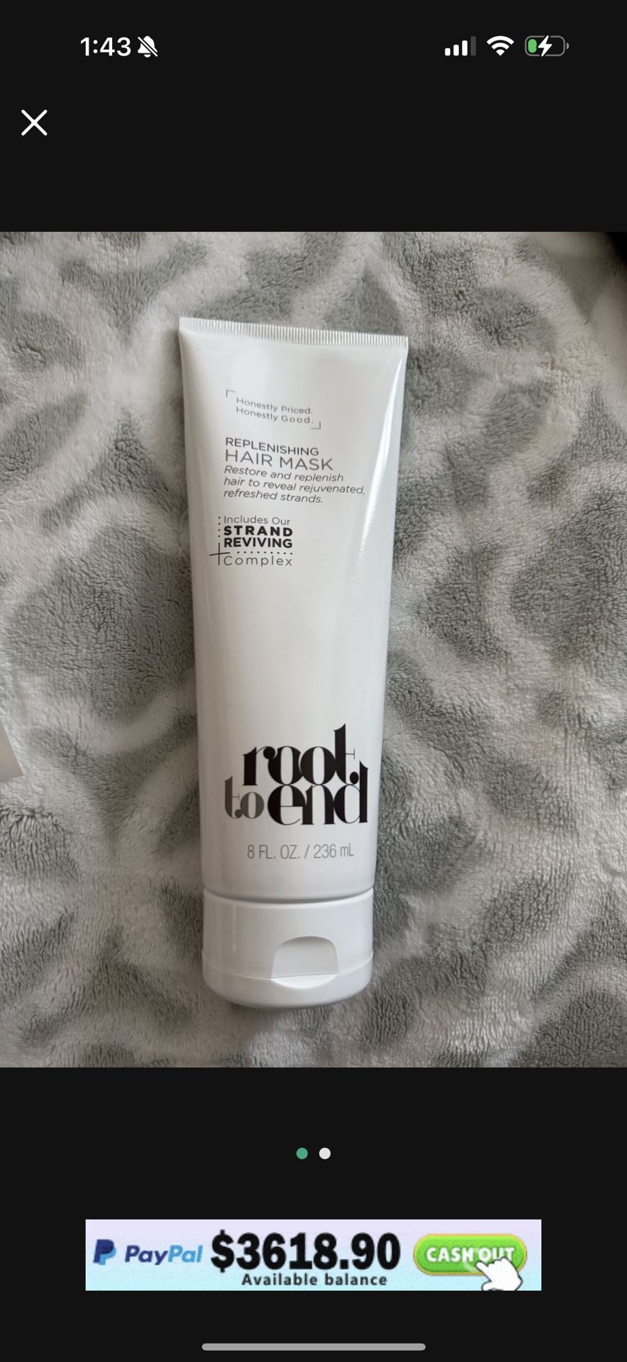 ROOT TO END REPLENISHING HAIR MASK 8 FL OZ