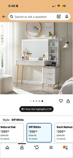 White and gold Makeup Vanity
