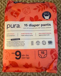 New Pura Hypoallergenic Baby Toddler Diaper Training Pants Pull-ups Size 9 (48 + lbs) 15Count