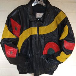 LEATHER JACKET GENUINE, SIZE LARGE, WENABE LEATHER MART, IN GREAT CONDITION. 