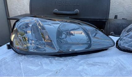 99-00 Honda Civic Smoke Clear Reflector Headlights