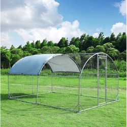 Large Metal Chicken Coop with Tri-Supporting Wire Mesh, Steel, Outdoor, Fits Chicken, Dog, Cat, Bird  Constructed with a durable steel frame, this lar
