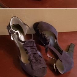 Isenboye size 8 1/2 black open toe dress shoes