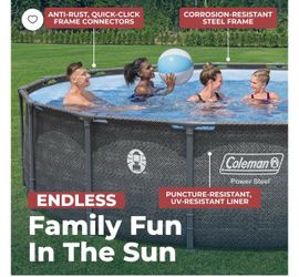 Power Steel 16 ft. x 42 in. Round Metal Frame Above Ground Pool Set