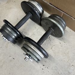 pair of 30lb adjustable dumbbells. 60lb in total