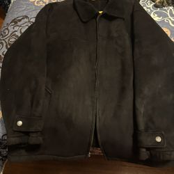 Men's XXL Black Suede Jacket with Sherpa Lining