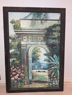 Large Framed Garden Arch Oil Painting