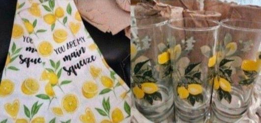 🍋🍋Country Kitchen LEMON Decor & Tall Glass Cups Drinkware🍋🍋