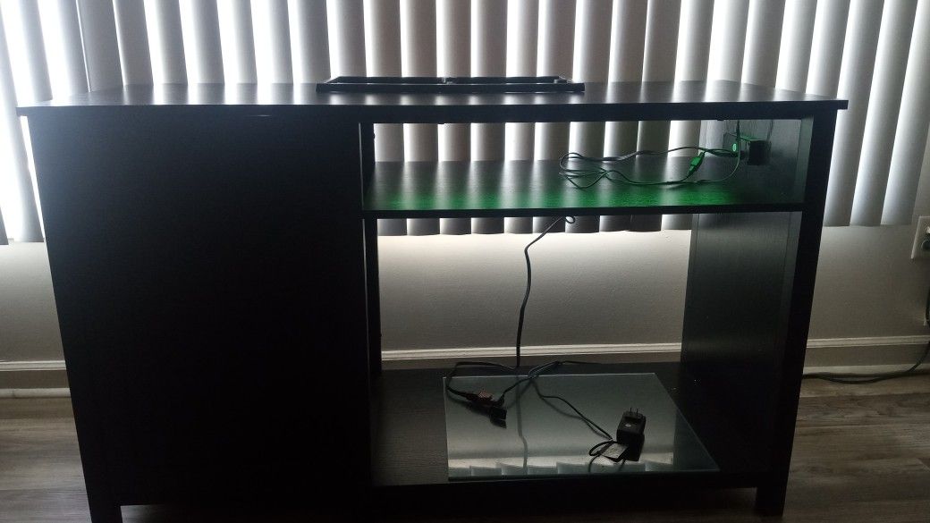 Fish Tank Stand w/ Remote Lights, Storage,USB Outlet