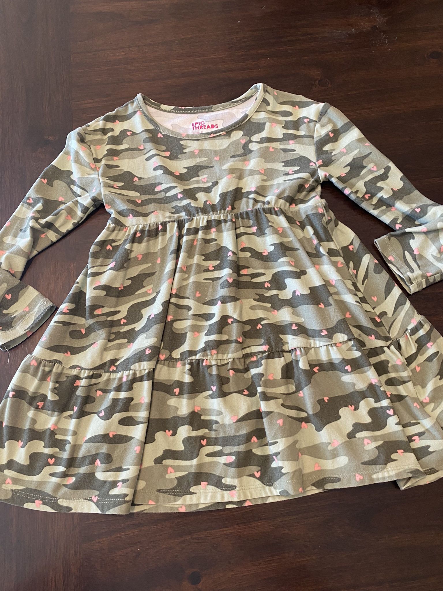 Girls Camouflage Pink Hearts Dress Size 5 By Epic Threads #19