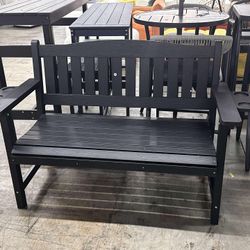 2-Person HIPS Outdoor Bench, Weatherproof Garden Bench with 800 lbs Weight Capacity,（small damage