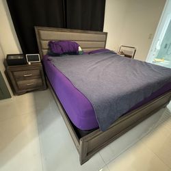 Bed Frame With Two Nightstand 