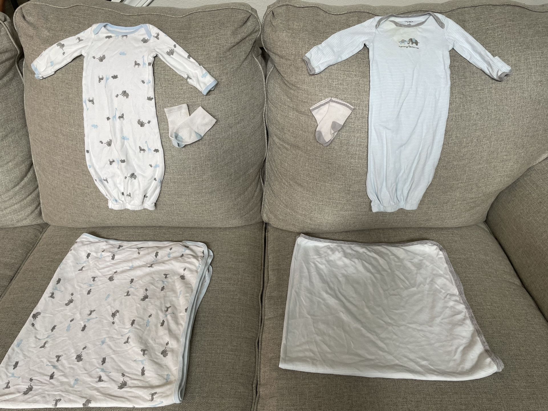 Baby Boy 0-3 Months Clothing Lot And Blankets