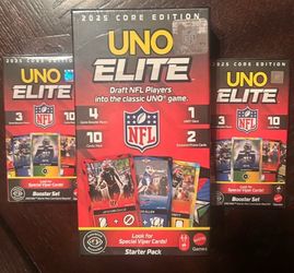 UNO Elite NFL Starter Pack 2025 Core Edition With 2 Booster Set - SEALED